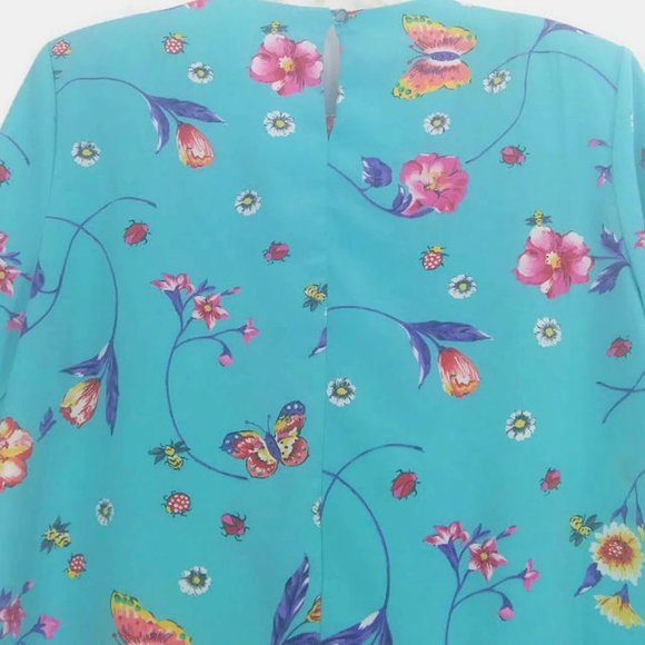 Vintage 80's SG Sport Collection Butterfly Floral Print Blouse - Picture 5 of 7